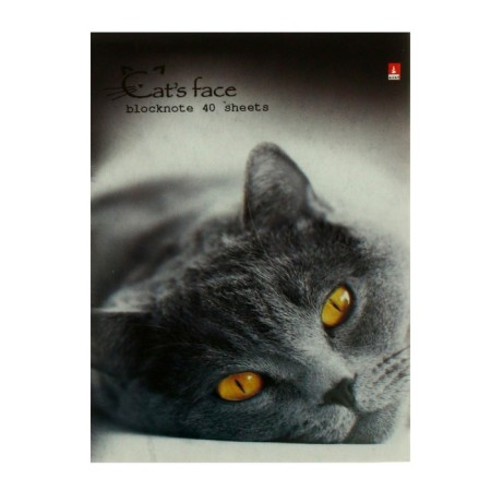Notepad A7, 40 sheets in a cage on a clip "cat", mix-1