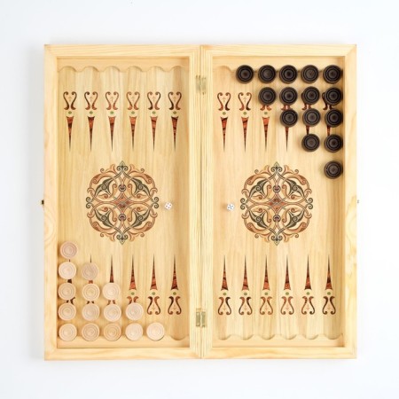 Board game 3 in 1 "Safari": chess, checkers, backgammon, wood, 50 x 50 cm-3