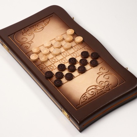 Wooden backgammon large, with “sea” checkers, 55 x 55 cm-2