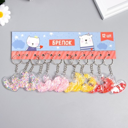 Plastic keychain with Glitter "heart" mix 5.2x4.8 cm-3