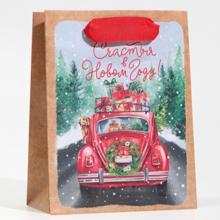 Craft vertical package "New Year's Express", S 12 x 15 x 5.5 cm, New Year-1
