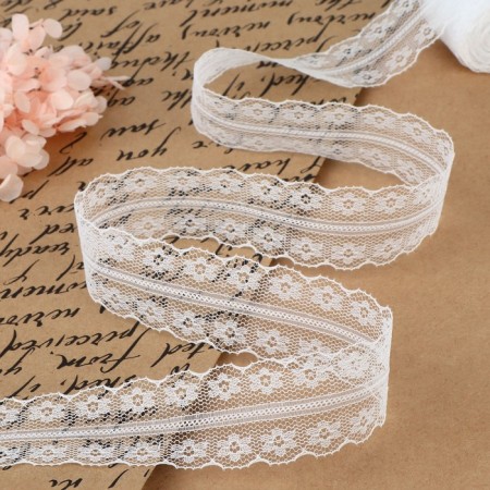 Capricon lace, 30 mm × 10 ± 1 m, white color