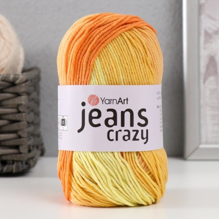 Yarn "Jeans Crazy" 55% cotton, 45% acrylic 160m/50g (8210 yellow-orange.-4