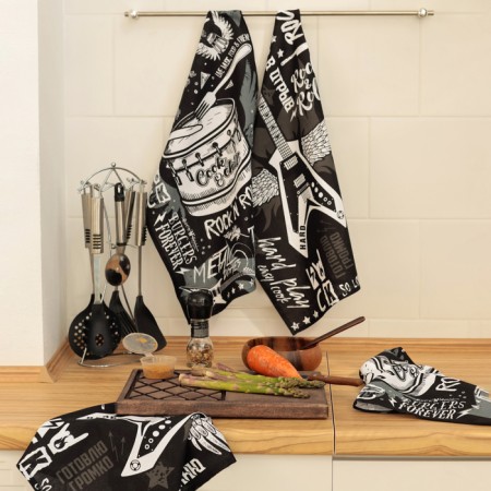A set of kitchen towels of Dolyana Rock’N’Roll 35x60cm-4pcs, 100% HL
