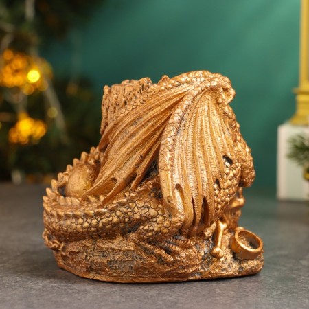 Skull "Skull with a snake" 11x11x11cm, bronze-3