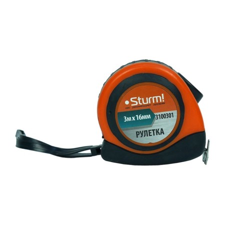 Roulette Sturm, 3 m x 16 mm, steel tape, closed case-1