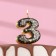 Candle in the Sanata cake, number "3", black with gold stars, 5.5 cm