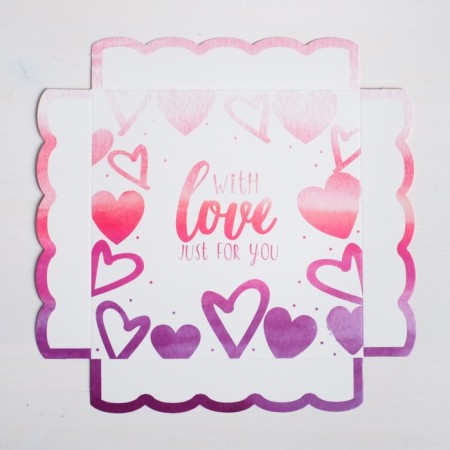 Cookie box, confectionery packaging with PVC lid, with love, 15 x 15 x 3 cm-2
