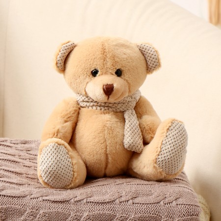 Soft toy "Bear", in a knitted scarf, mix color-2