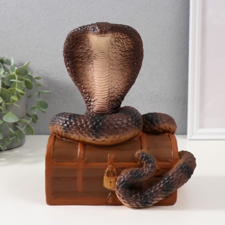New Year's figure "Cobra on the chest" 20 x 17 x 12 cm, brown-3