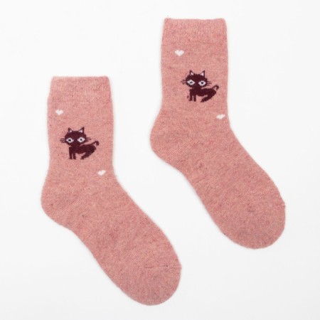 Woolen children's socks "cats", color mix, size 22-6