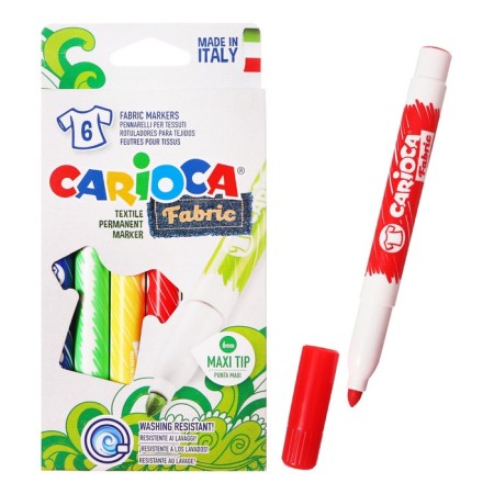 Фломастеры для ткани 6 цветов Carioca "Fabric Liner" 6.0 мм, картон, европодвес-3