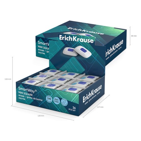 Eraser with Erichkrause "Erichkrause Smartway Mini Square", medium stiffness, hypoallergenic, in a bag with a Euro suspension-6