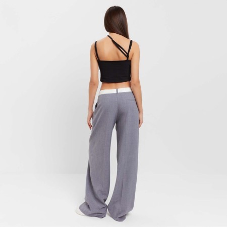 Women's pants with contrasting belt MIST R.46, Gray-3