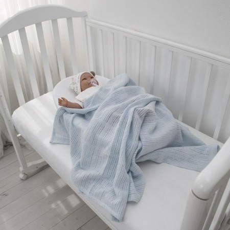 Knitted blanket, size 100x140 cm, blue color-1