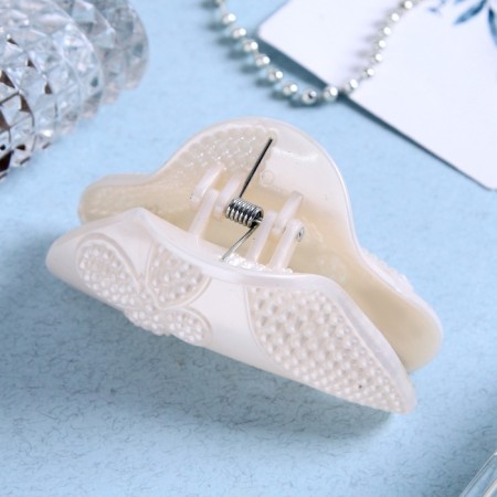 Hair crab "White Fog" with a butterfly, 9 cm, white-1