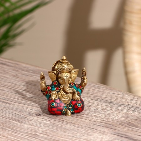 Souvenir "Ganesha" Brass, stone 5 cm