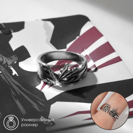 Ring "Japan" two faces, black in silver, dimensionless