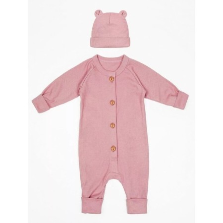 Children's overalls with a fashion cap, height 62 cm, pink color