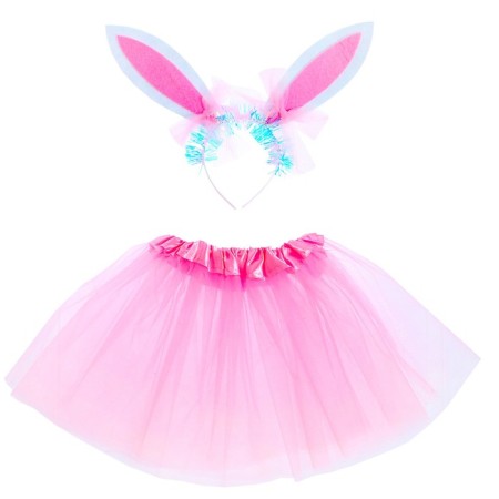 Carnival set "Bunny" 2 items: skirt, rim, pink color
