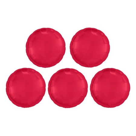 Foil balls 19 ", circle, set of 5 pcs., Red color