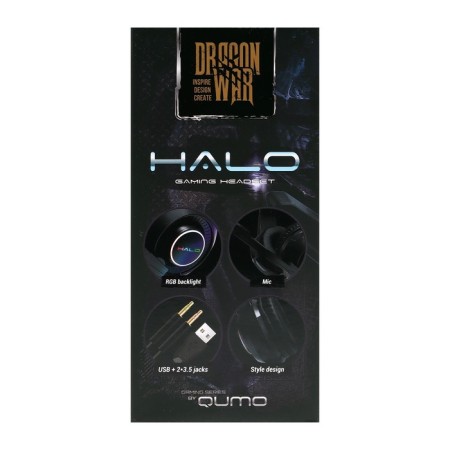 Qumo Halo headphones, game, microphone, 2x3.5+usb, 2m, backlight, black-11