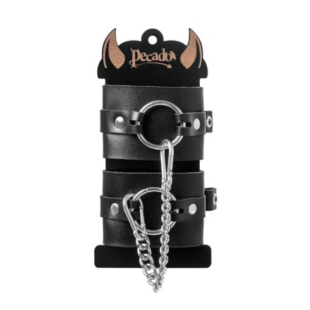 Handcuffs Pecado BDSM, from thick leather with eyelets, genuine leather, black-5