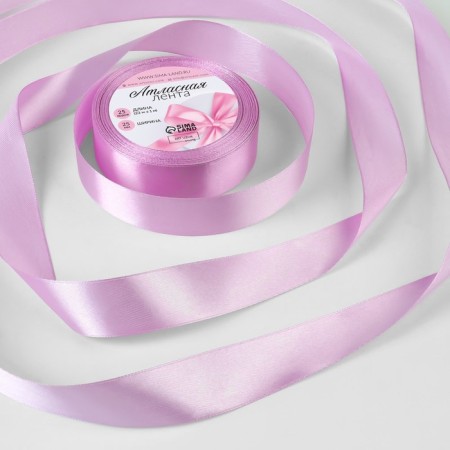 Satin tape, 25 mm × 23 ± 1 m, color warm lilac No. 45