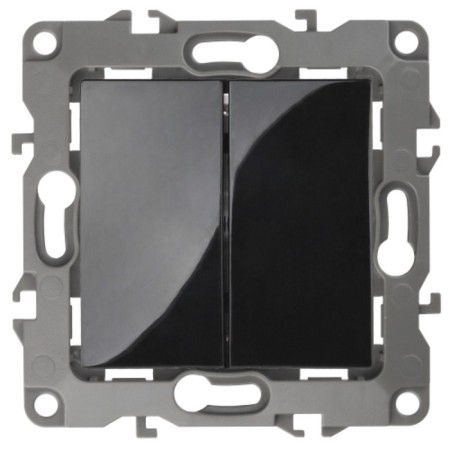 Double switch, 10AX 250V, IP20, era12, black