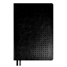 Dated 2025 diary, Escalada, A5 176 sheets, solid cover artificial leather with foam rubber, pancake embossing, cover on the cover, block 70 g/m2, black