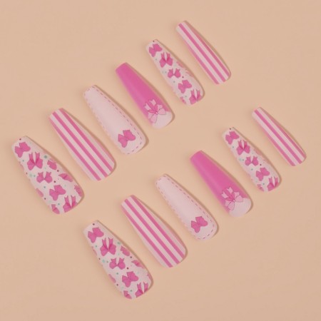 Bows, 12 pcs, with adhesive plates, ballerina, white/pink color, 12 pcs.-2