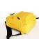 School backpack from textiles on lightning, external pocket, yellow color