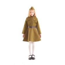 Carnival costume for a girl, military dress, cap, belt, 5-7 years old, height 122-134 cm