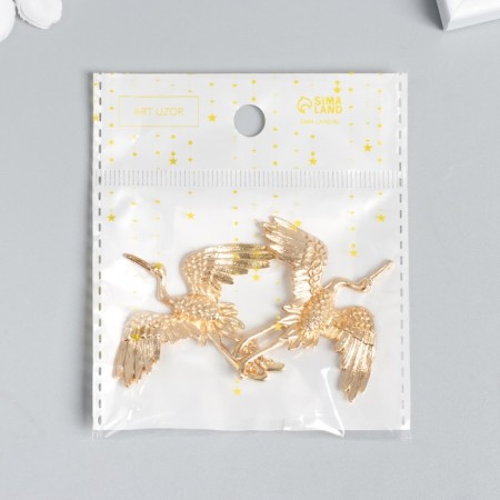 Decor for creativity Metal "Crane in flight" gold 4.8x4.3 cm-4