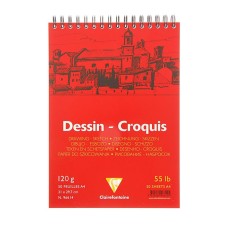 Блокнот для рисунков, А4, 120 г/м2, Clairefontaine 50 листов, спираль, белый