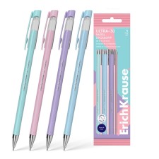 Set of ballpoint pens 4 pcs, Erichkrause, Ultra-30 Stick & Grip Pastel 