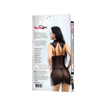 Combinations and Thong Candy Girl Luscious, size XL, Black Color-5