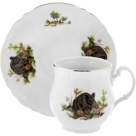 A cup with a saucer Bernadotte "Hunting Stories", 310 ml, color mix