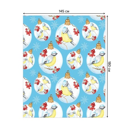 Tables on the table “Tits on a branch”, rectangular, Saten, size 145x180 cm-1