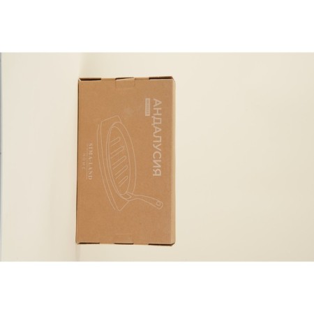 Cast -iron pan on the wooden stand Sl Home, 27 × 17.5 cm, h = 2.2 cm, black color is black-8