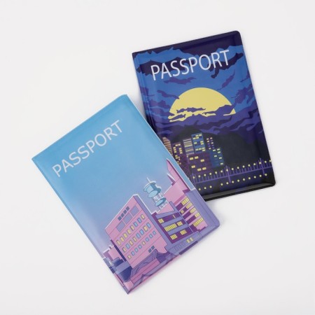 Gift set: 2 covers for passport, blue/blue color