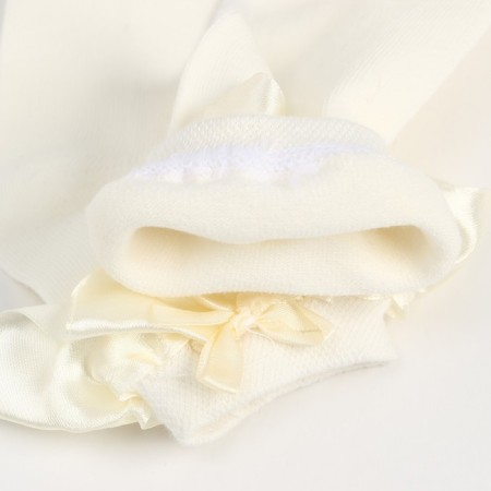Children's socks with a satin bow, sandy color, size 14-16-3