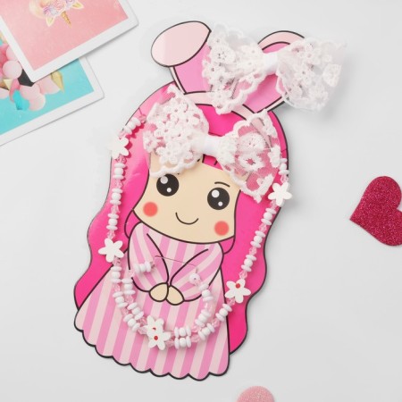 Set "chosen" 4 items: 2 elastic bands, beads, bracelet, bunny, white color-2