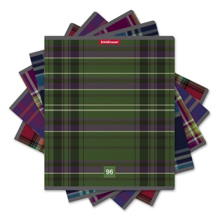 A notebook of 96 sheets in the Erichkrause "Scottish Cage", cover coated cardboard, offset unit, whiteness 100%, 5 types of mix-1