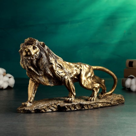Figure "Leo on Stone" 24x43cm, bronze with gilding-1