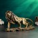 Figure "Leo on Stone" 24x43cm, bronze with gilding