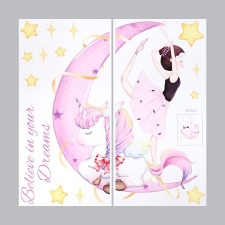 Sticker Plastic Interior color "Ballerina and unicorn per month" set 2 sheets 30x60 cm 954020-1