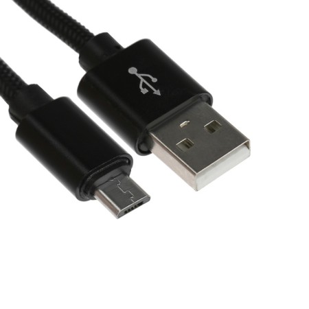 MicroUSB cable - usb, 2.1 a, nylon braid, 1 meter, black