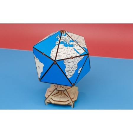 Designer Wooden 3D Ewa Globe Icosahedron with a secret (box, safe) blue-10