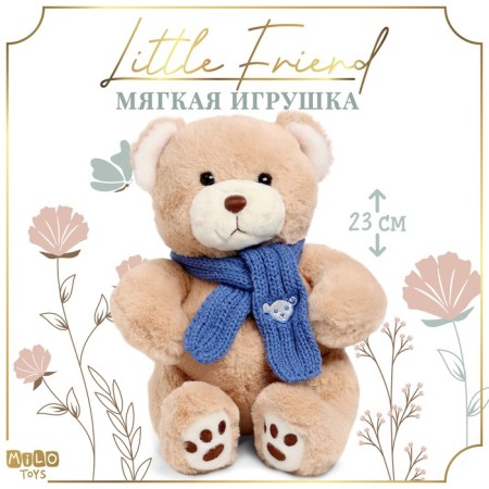 Soft toy "Little Friend", Bear with a blue scarf